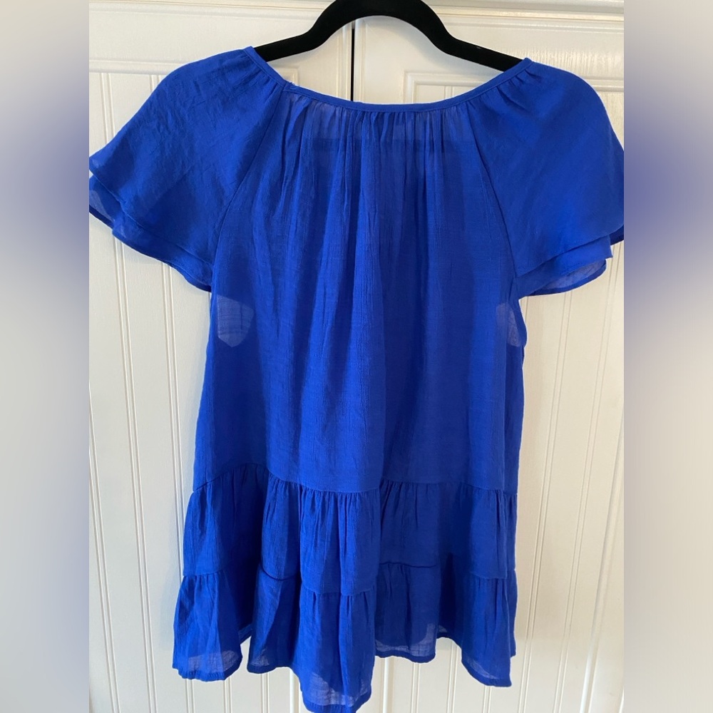 Blue Ruffled Tiered Blouse - Picture 4 of 4